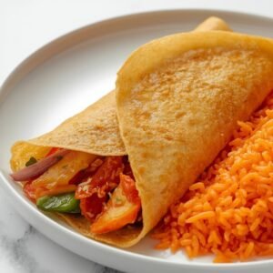 Crepes de Legumes com Arroz de Cenoura