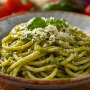 Macarrão com Pesto e Queijo